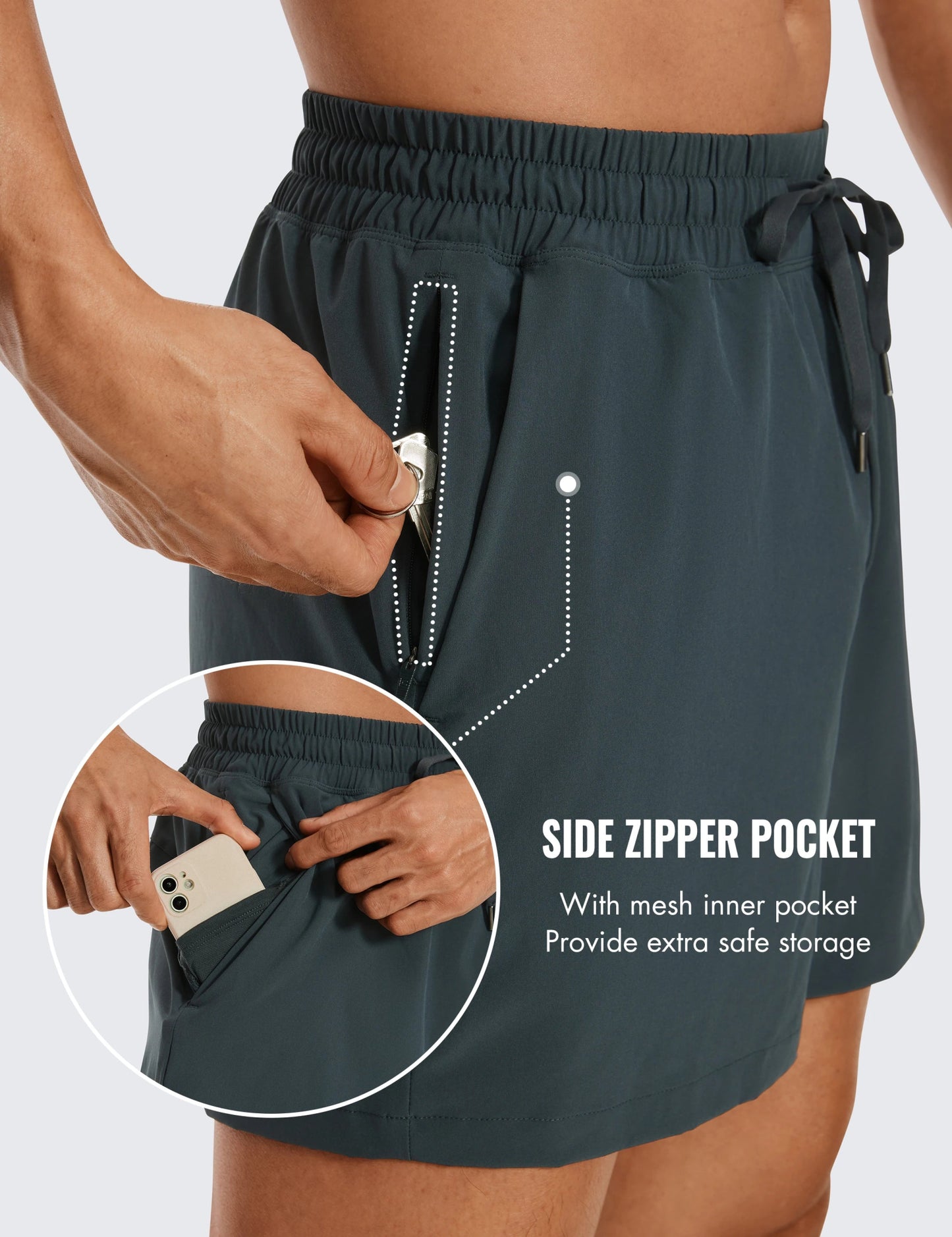 CRZ YOGA Men's Running Shorts: Lightweight Comfort & Convenient Storage - Booyes fitness