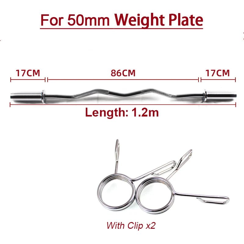 Dumbbell Bars - Straight & EZ Curl Bars for Weightlifting, 25mm, 1.2m/1.5m - Booyes fitness