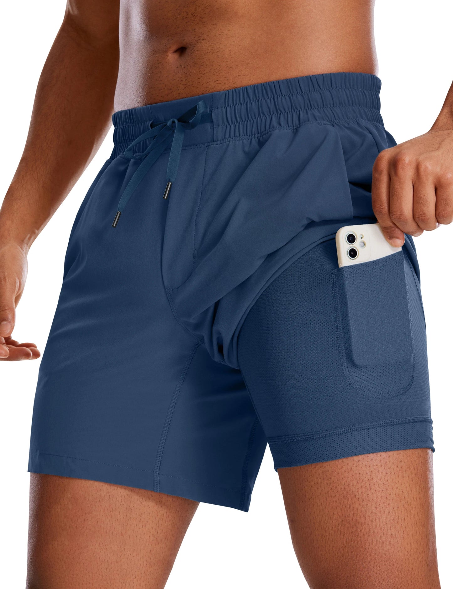CRZ YOGA Men's Running Shorts: Lightweight Comfort & Convenient Storage - Booyes fitness