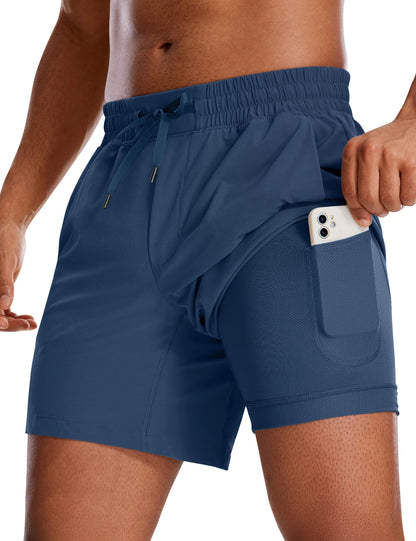 CRZ YOGA Men's Running Shorts: Lightweight Comfort & Convenient Storage - Booyes fitness