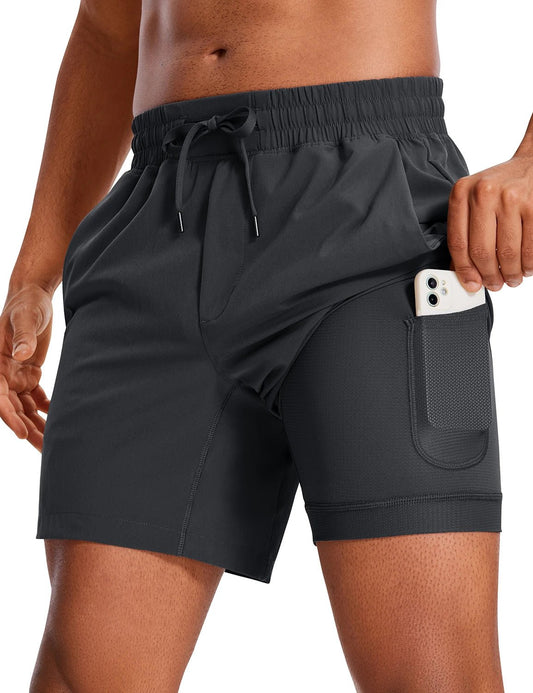 CRZ YOGA Men's Running Shorts: Lightweight Comfort & Convenient Storage - Booyes fitness
