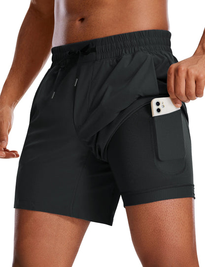CRZ YOGA Men's Running Shorts: Lightweight Comfort & Convenient Storage - Booyes fitness