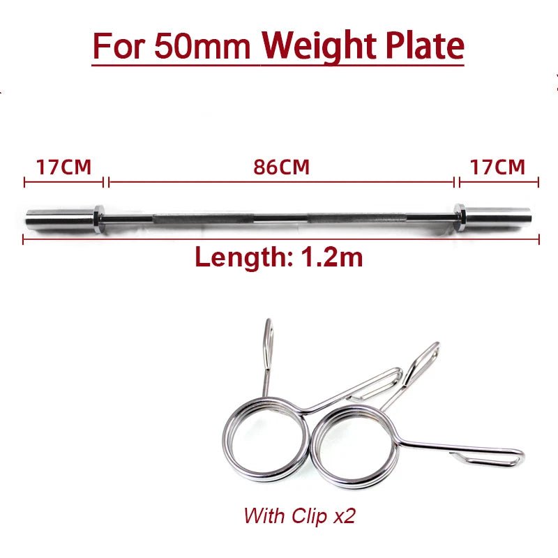 Dumbbell Bars - Straight & EZ Curl Bars for Weightlifting, 25mm, 1.2m/1.5m - Booyes fitness